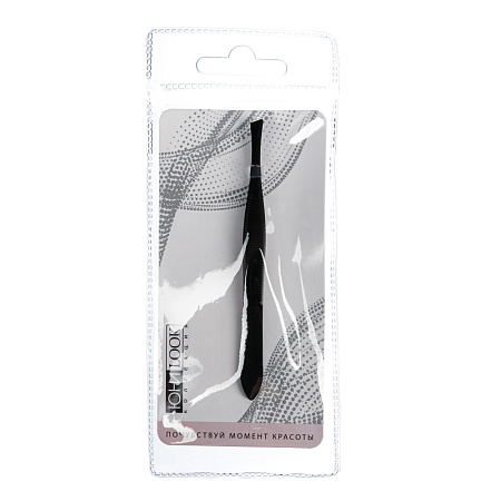 ЮНИLOOK Пинцет для бровей скошенный, металл, 8,5см, черный, 3B494