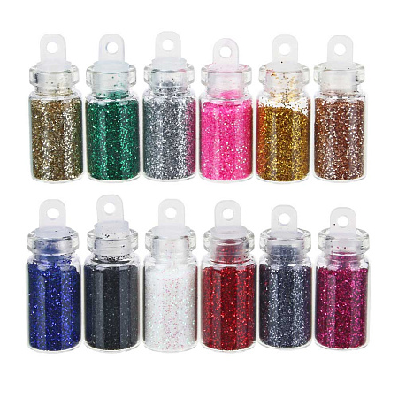 ЮНИLOOK Декор для дизайна ногтей в баночках "Блёстки", 12шт, разноцветные