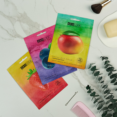 ЮНИLOOK Набор Маска тканевая для лица Суперфрукты 22 мл х 3шт, 3 вида