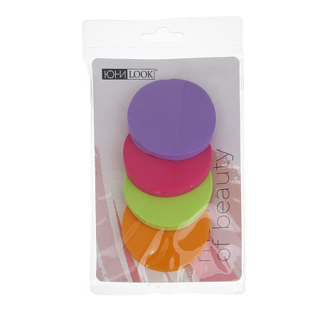 Набор спонжей для макияжа 4 шт тм ЮНИLOOK , латекс, d5,5см, 4 цвета