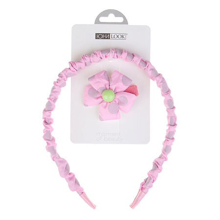 ЮНИLOOK Набор для волос 2 пр.: ободок 1,1см, зажим 4см, полиэстер, металл, пластик, 6 цв, ACS-110