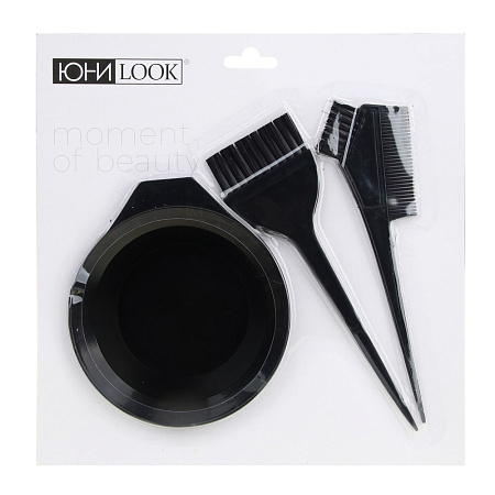 Набор для окрашивания волос ЮНИLOOK (миска 250мл, 2 кисти 20/19,5см) полимер