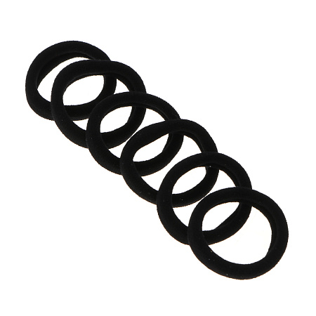 Резинки для волос ЮНИLOOK 6шт, d4см, полиэстер, черные, ACS-55