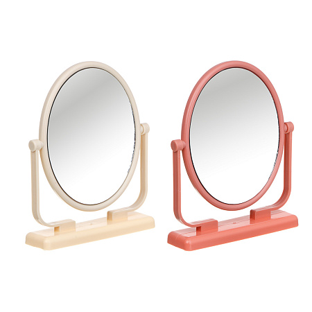 ЮНИLOOK Зеркало настольное овальное пластик, стекло, 15,5х12,5см, 2 цвета