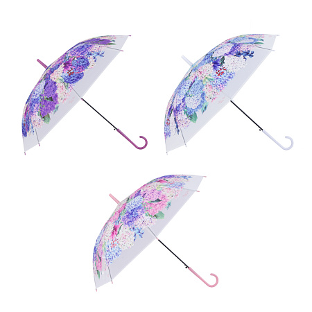 Зонт-трость женский, металл, пластик, ПВХ, 60 см, 8 спиц, 3 дизайна