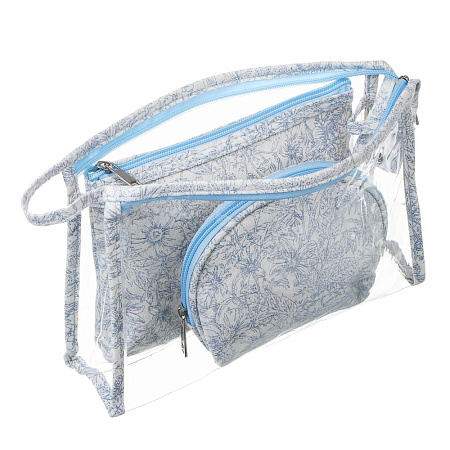 ЮL Косметички в наборе 3 шт Флора, ПВХ, ПЭ, 25х16х8см/20х14х3см/15х10х6см, 2 цвета