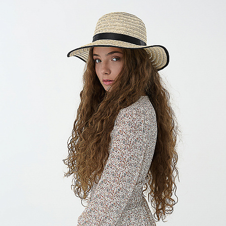 GALANTE Шляпка женская с контрастной окантовкой, р-р 56, 100% целлюлоза, 3 цвета