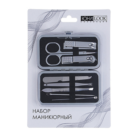 ЮНИLOOK Набор маникюрный 8 предметов, металл, 10,7х6см, 3 цвета