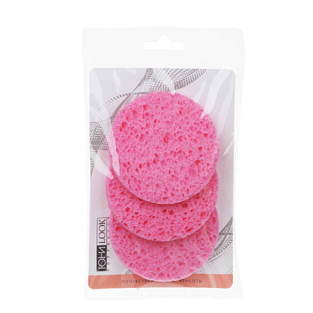 Набор спонжей для умывания 3 шт тм ЮНИLOOK , целлюлоза, 6.5x0,6 см