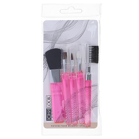 ЮНИLOOK Набор кистей для макияжа 5шт, пластик, синтетич.нейлон, 11см