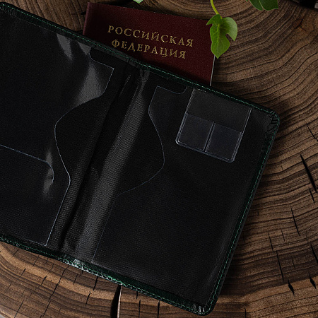 ЮL Обложка для паспорта "Герб", ПУ, 9,7х14см, зеленый, ОД21-10