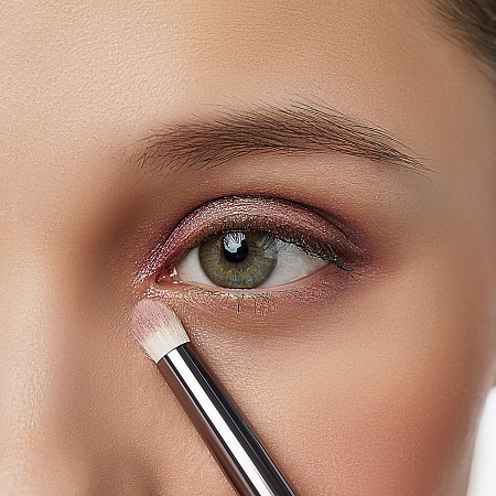 ЮНИLOOK Кисть для растушевки теней бочонок, натуральный ворс, дерево, металл, 15,7см						