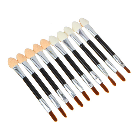 Аппликатор двухсторонний со спонжем и кистью 10 шт тм ЮНИLOOK , пластик, латекс, ворс нейлон, 7,5см