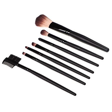 Набор кистей для макияжа 7шт професс тм ЮНИLOOK, дерево, синтетич.нейлон, 15см, черный, 26905-26