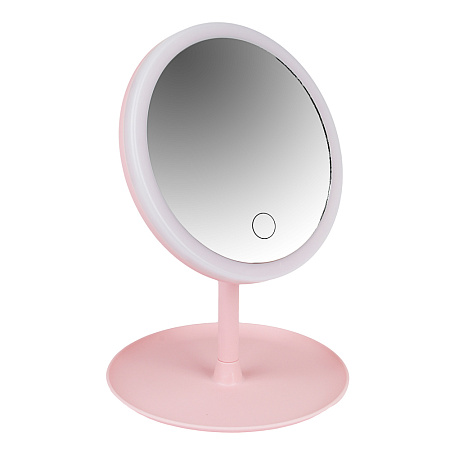 ЮНИLOOK Зеркало настольное с LED-подсветкой, USB-провод, пластик, стекло, 18x26,5см, 2 цвета