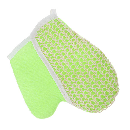 ЮL Мочалка варежка банная, сизаль, полиэстер, поролон, 21,5х18см, 3 цвета, МЭ24-02