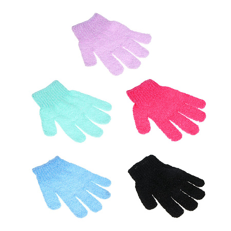 Мочалка перчатка тм ЮL с отшелушивающим эффектом, полиэстер, 18см, 5 цветов, МС24-06