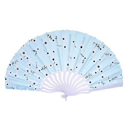 ЮНИLOOK Веер складной тканевый с рисунком сакура, 23 см, полиэстер, пластик, 6 цветов