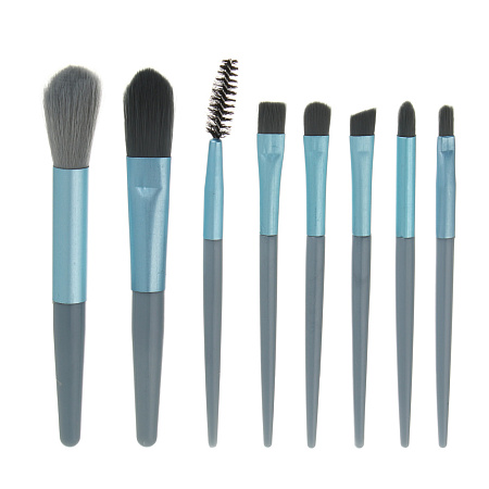 Кисти для визажа 8 шт тм ЮНИLOOK ,пластик, металл, иск.ворс, ПУ, 10,5-12 см, 3 цвета