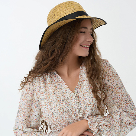 GALANTE Шляпка женская с контрастной окантовкой, р-р 56, 100% целлюлоза, 3 цвета