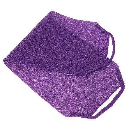 ЮL Мочалка пилинг японская для бани и душа с ручками, жесткая, полиэстер, 45х19см, 4 цвета, МС24-07