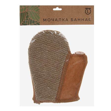 ЮL Мочалка варежка банная, сизаль, полиэстер, поролон, 21,5х18см, 3 цвета, МЭ24-02