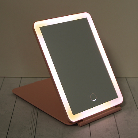 Зеркало с LED подсветкой настольное тм ЮНИLOOK Светозар, полипропилен, стекло, 19,8х13,5см, 2 цвета