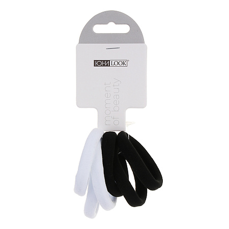 Резинки для волос ЮНИLOOK 6шт, d5см, полиэстер, черный, белый, ACS-56