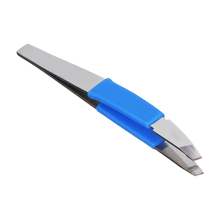 Пинцет для бровей с силиконовыми держателями тм ЮНИLOOK, нерж.сталь, 9,3см, 3 цвета