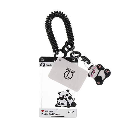 Чехол брелок для пропуска тм ЮL Pan-Da! на пружинке, пластик, металл, 10,5х6,5см, 4 дизайна