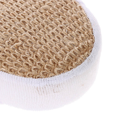 ЮL Мочалка банная объемная овальная на поролоне, рами, хлопок, 14,5х11х4,5см, 3 цвета, МЭ24-01