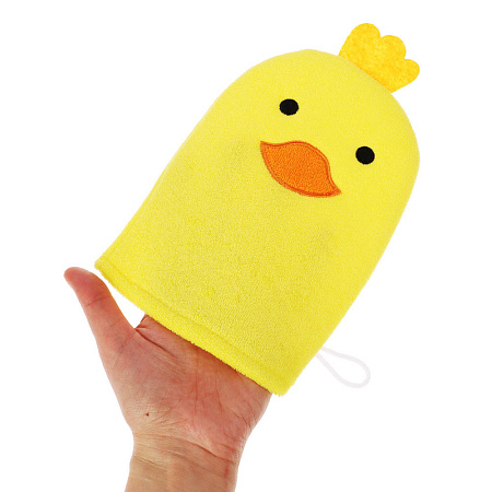 ЮL Мочалка рукавичка для ванны и душа в виде зверюшек, полиэстер, 18х13см, 3 дизайна, МС24-08