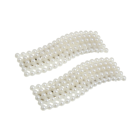 Зажим для волос со стразами 2шт, тм ЮНИLOOK, 6-8см, металл, искусствен. жемчуг, 6 дизайнов, #14