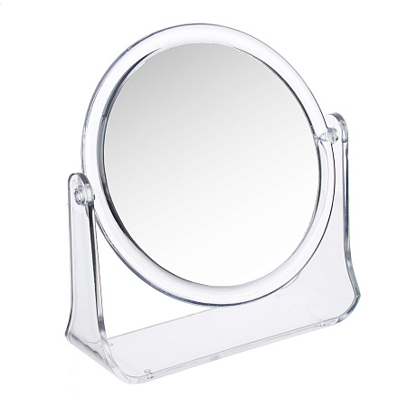 ЮНИLOOK Зеркало настольное круглое, пластик, стекло, d14см, прозрачный