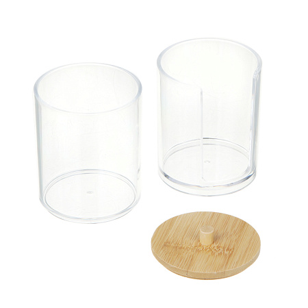 ЮНИLOOK Органайзер для ватных дисков и палочек с бамбуковой крышкой, 17x7см, PS, бамбук, ВЗ24-26