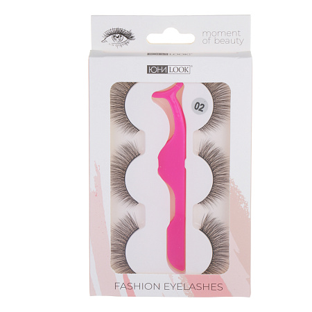 Набор накладных ресниц 3 пары и пластиковый пинцет тм ЮНИLOOK , пластик, нейлон, 3 эффекта