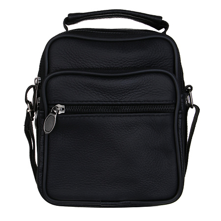 Сумка планшет ЮL Драйв мужская на длинном ремне, 4 отделения, нат.кожа, ПУ, 18х14х8см, черный, МП-23