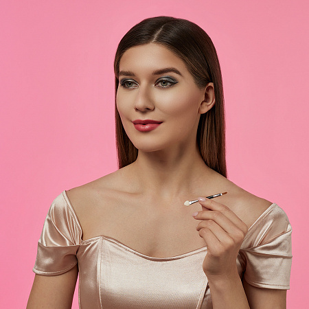 Аппликатор двухсторонний со спонжем и кистью 10 шт тм ЮНИLOOK , пластик, латекс, ворс нейлон, 7,5см